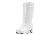 Reave Cat Autumn Candy Sweet Knee High Round Toe Square Heel Pu Zipper Big Size 33 46 Yellow Green Purple Orange S1981 Boots