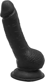17 cm Realistic Silicone Dildo Smooth Ultra-Soft Stick Toys with Strong Suction Cup Flexible Sturdy Bendable Sex Toy for Hands-Free Play Toys for Women Fake Penis,Schwarz