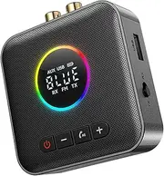 20M Receiver Bluetooth 5.4 Audio Adapter, Speaker Microphone Audio Wireless Adapter, AUX/RCA/USB