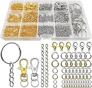 Keychain Making Kit, SENHAI 968pcs Keychain Clip with Key Chain Rings, Lobster Claw Clasps, Key Rings Chain Hook Jump Rings, Key Ring for Jewelry Making Supplies (Silver & Gold)
