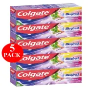 5 x Colgate Max Fresh Toothpaste With Mini Breath Hearts Rainbow Fresh 100g