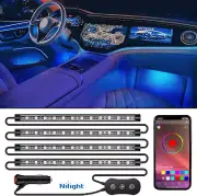 Nilight 4PCS 48 LED RGB Car Interior Atmosphere LightS Strip Bluetooth APP Music