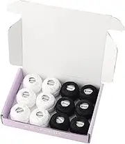 Rhapsody Pearl Cotton Thread Size 8 Crochet Thread Perle 12 Balls Set Hand Knitting, Embroidery, Sashiko, Cross-Stitch, Sewing, Needlepoint, DIY, Quilting (White Black)