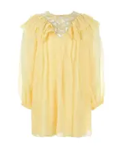 long-sleeve flared silk dress 12,8Y,14Y,10Y Nude