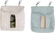 GYWHOOFT 2 Pieces Rabbit Hay Feeder Bag, Guinea Pig hay Feeder Bag, Rabbit Bunny Hamster Chinchilla Feeder Holder Cage, Small Animal Hanging Food Storage(M)