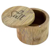 Salt Box,Bamboo Salt Bamboo Storage Box with Magnetic Swivel Lid, Salt Engraved on Lid Storage Box