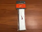 NEW NIKE SWOOSH HEADBAND ADULT UNISEX WHITE RED BASKETBALL RUNNING SWEATBAND