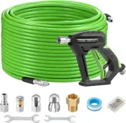 Tool Daily Sewer Jetter Kit for Pressure Washer 200 FT, Short Power Washer Gun,