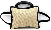 Tuperoymse Dog Training Bite Tug Toy with 3 Handles Linen Bite Pillow