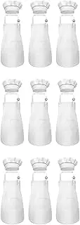 SUNCHSEN 18-Piece Children's Apron and Chef Hat Set Adjustable Children's Kitchen Apron for Cooking and Painting