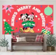 Gemmy Disney Magic Holiday Mickey & Minnie Hanging Decor, 7’8” Wide, New