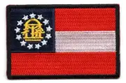 STATE OF GEORGIA FLAG BLACK BORDER Iron Patch Flag of Georgia 3"