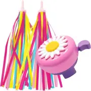 Kids Bike Bell and Streamers for Girls - 1 Pack Flower Bicycle Bell with 2 Pa...
