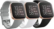 (3 Pack) T Tersely Band Strap for Fitbit Versa 2 / Fitbit Versa/Versa Lite, Soft TPU Replacement Silicone Sports Bands Fitness Sport Bracelet Straps for Fitbit Versa