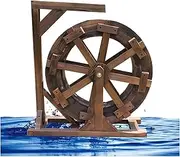 Wooden Garden Decoration Water Feature Wheel Fountain Terrace Garden Water Feature Feng Shui Wheel/Retro Country Water Pump Design Fountain, Balcony Garden Garden (Size : 50cm(19.7inch))