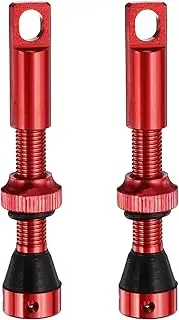 uxcell 2pcs Tubeless Valve Stems 40mm Aluminum Alloy Tubeless Valve with 4 Hole and Removal Caps Super Light No Leak Durable Fit Most Bicycle Tubeless Rims, Red
