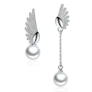 2PCS Copper Jewelry Fashion Woman Earrings Retro Angel Wings Long Tassel Earrings