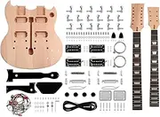 Fistrock DIY Electric Guitar Kit Double Neck Guitar Kits Beginner Kits 12 String Right Handed with Mahogany Body Mahogany Neck Rosewood Fingerboard Chrome Hardware Build Your Own Guitar.