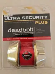 Ultra Security Deadbolt Polished Brass Exterior Key-Locking Deadbolt NIB 3117