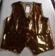 NWT COOFANDY MEN'S SLIM FIT Gold SEQUIN VEST V NECK SHINY PARTY STYLISH VEST