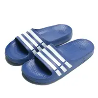 在飛比找PChome24h購物優惠-ADIDAS 拖鞋 DURAMO SLIDE 藍 白線 防水