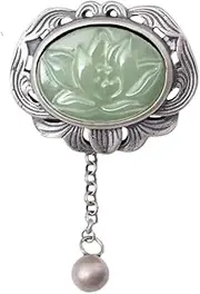 [PAYNAN] Pendant Tassel Retro Countryside Style Jade Pin Cheongsam Corset, Stone, sandstone