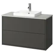 HAVBÄCK / ORRSJÖN wash-stnd w drawers/wash-basin/tap, dark grey/grey stone effect, 102x49x71 cm