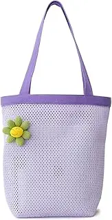 [BBORGDC] Beach Bags for Women - Woven Mesh Tote Handbag, Lightweight Purple Beach Bag for Vacation & Travel Daily, Original Design Gift Idea, Purplemesh/Polyester