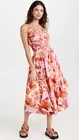 CHUFY TAU 100% ORGANIC COTTON MIDI DRESS INHEM ORANGE WITH POCKETS Size XS NWT