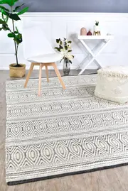 Atlantic Wool Cream Black Rug