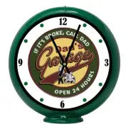 Dads Garage 24 Hours, Green Non-Lighted Gas Pump Globe Advertising Quartz Clock
