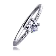 Women 14K White Gold 0.5ct Heart CZ Accent Stone Braid Rope Wedding Promise Ring