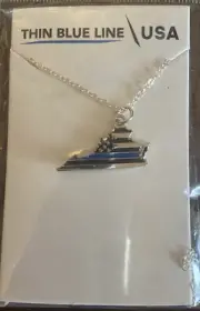 Thin Blue Line Virginia American Flag Necklace Police Back the Blue