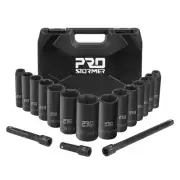 1/2" Drive Impact Socket Set, 17-Piece 3/8" to 1-1/4" SAE Standard Deep Socke...