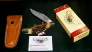 Camillus #6 Knife & Sheath Folding Hunter 1980 Stag Appearance W/Packaging Rare