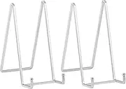 Plate Holder Easel Display Stand - 8 inch Metal Plate Stands for Display - Tabletop Picture Stand - Silver Iron Easels for Display Pictures | Photo Frames | Book | Decorative Plates | Plaque -2 Pack