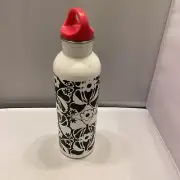 Old Navy Water Bottle Stainless Steel Black White Flower Print 25 oz
