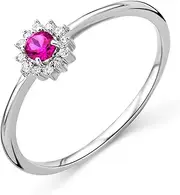 [Miore] Women's 9ct White Gold Sapphire / Emerald / Ruby Engagement Ring with Diamonds 0.05 Carat