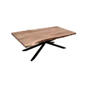 Lantana Coffee Table 130cm Live Edge Solid Acacia Timber Wood Metal Leg -Natural