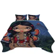 Winged Tiki Hula Girl Hawaiian Volcano Fairy Coverlet