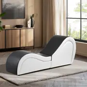 Oikiture Sofa Couch Chair Love Seat Chaise Lounge Yoga Bed Couples Stool Black & White