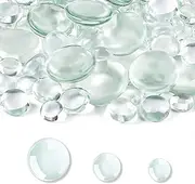 Honeydak 600 Pcs Flat Glass Marbles, Flat Gems, Decorative Aquarium Glass Stones, Glass Marbles Beads, Pebbles for Vase Fillers Wedding Garden Centerpieces (Clear)