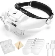 Headband Magnifying Glass with Light, 1x-14x Head Mount Magnifier