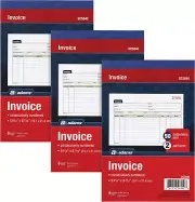 Adams Invoice Book 3 Pack, 2 Part Carbonless Invoices, Horizontal Sales Slip, 5-