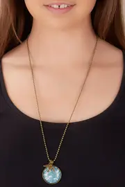 Waves Pendant With Charm Necklace--NES-P-WAVES
