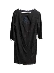 Adrianna Papell Black Lace & Blue Undertone Long Sleeve Women's Dress Size 14W