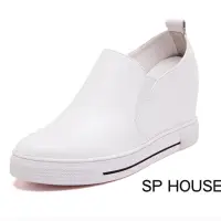 在飛比找momo購物網優惠-【Sp house】復刻時尚質感全真牛皮內增高鞋(經典白)