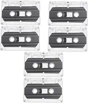 HEALEEP 6pcs Blank Cassette Tapes for Audio Recordings Transparent Shell for Easy Labeling Vintage Music Replication Practical Recording Supply