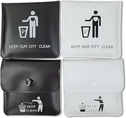 Ashtrays for Cigarettes Pocket Ashtray Pouch - Pack of 4 Premium Fireproof PVC Smell Proof Portable Ashtray Outdoor Butt Disposal Cool Travel Ashtrays Cute Fancy Ash Tray Black and White