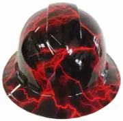 Hydro Dipped Hard Hat Ridgeline Full Brim Custom Red Lightning